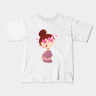 Girl with eyes in love Kids T-Shirt